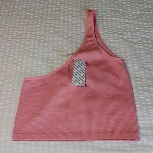 NWT Women's Pink Asymmetrical Middleon One Shoulder Crop Top Medium